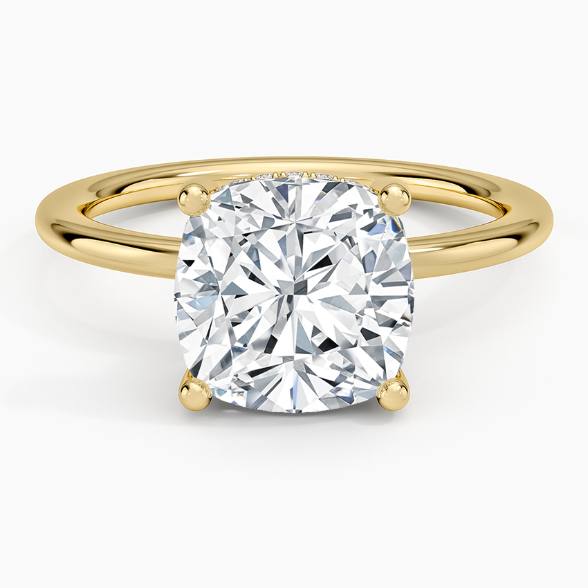 3.10 Cushion Kesim Hidden Halo Tasarım Tektaş Laboratuvar Pırlanta Yüzük - Melara