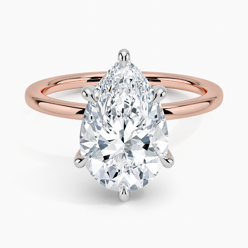 3.10 Karat Damla Kesim Hidden Halo Tasarım Tektaş Laboratuvar Pırlanta Yüzük 18K - Elora - Bold Diamonds