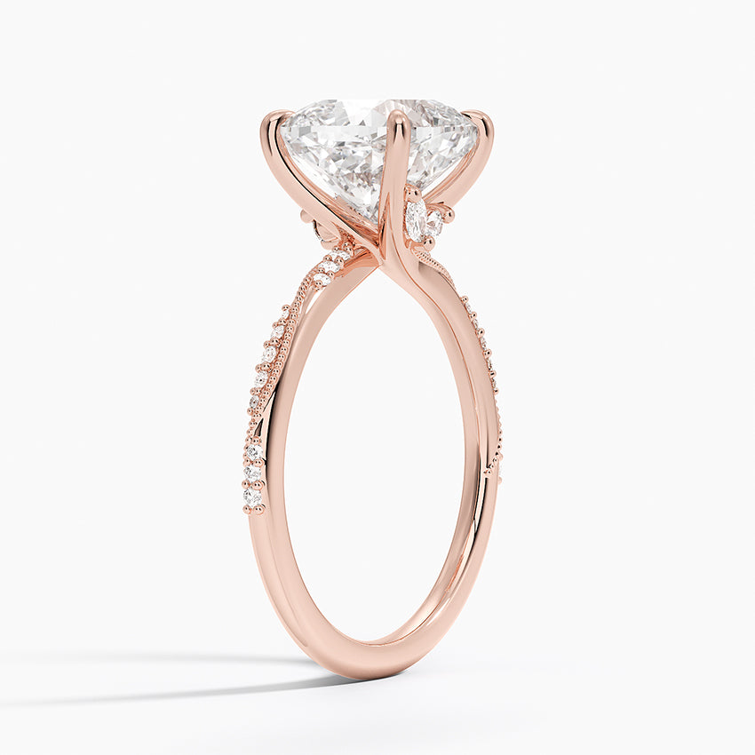 3.25 Karat Cushion Kesim Hidden Halo Tasarım Tektaş Laboratuvar Pırlanta Yüzük 18K - Melora - Bold Diamonds