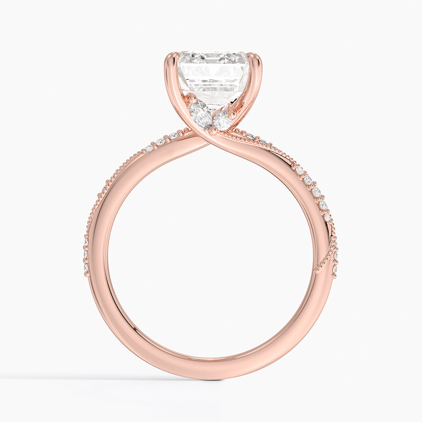 3.25 Karat Emerald Kesim Hidden Halo Tasarım Tektaş Laboratuvar Pırlanta Yüzük 18K - Melora - Bold Diamonds