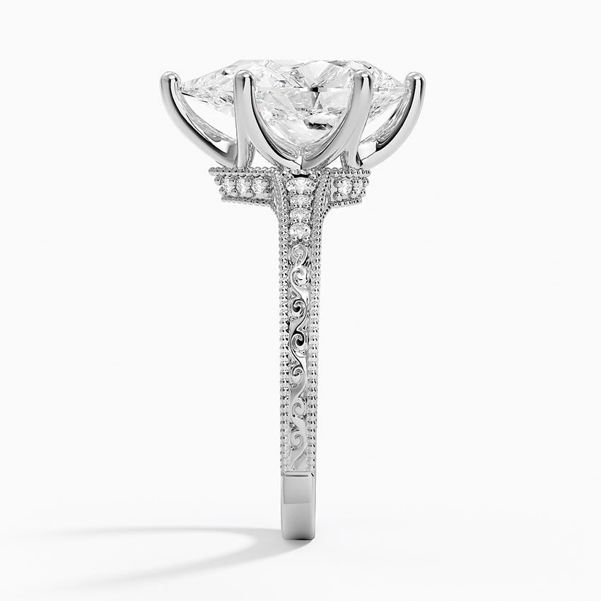 3.15 Damla Kesim Hidden Halo Tasarım Tektaş Laboratuvar Pırlanta Yüzük - Silora