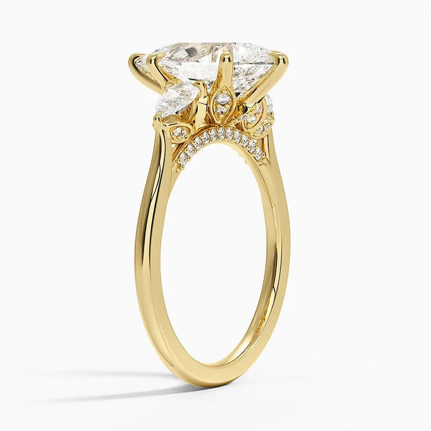 1.60 Carat Princess Halo Design Solitaire Lab Diamond Ring 18K - Florina