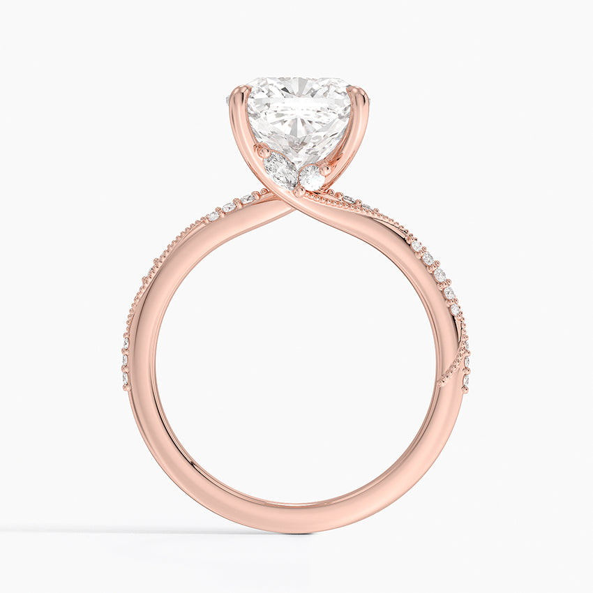 3.25 Karat Cushion Kesim Hidden Halo Tasarım Tektaş Laboratuvar Pırlanta Yüzük 18K - Melora