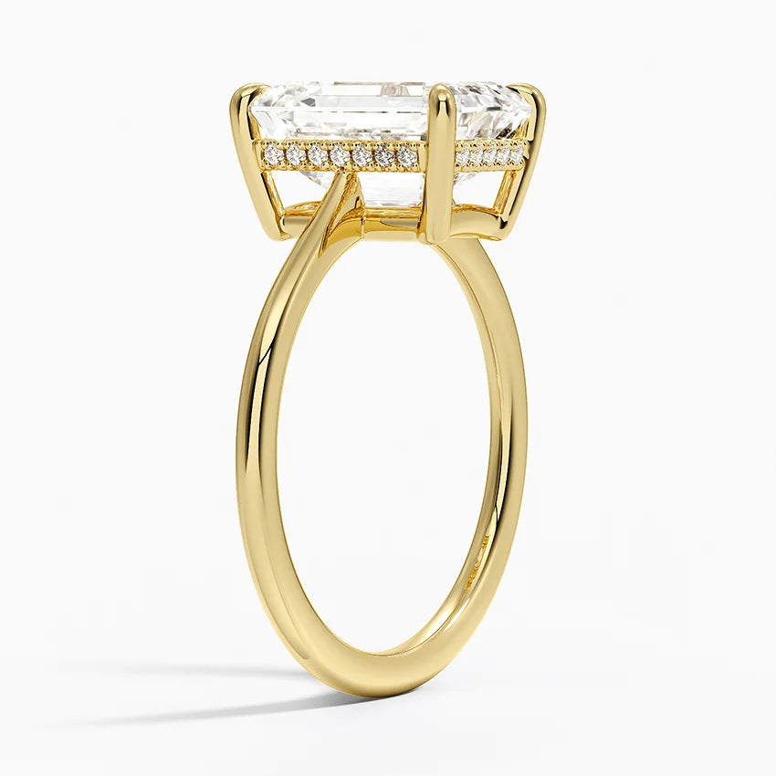 3.10 Karat Emerald Kesim Hidden Halo Tasarım Tektaş Laboratuvar Pırlanta Yüzük - Monaco