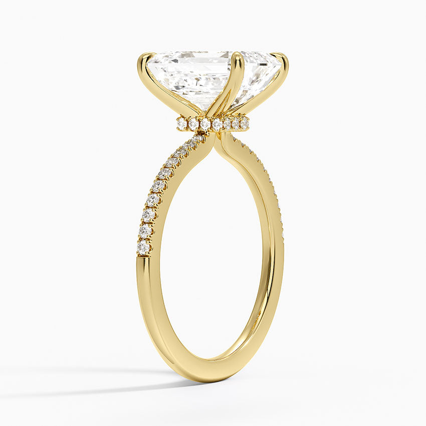 3.25 Karat Emerald Kesim Hidden Halo Tasarım Tektaş Laboratuvar Pırlanta Yüzük - Filora - Bold Diamonds