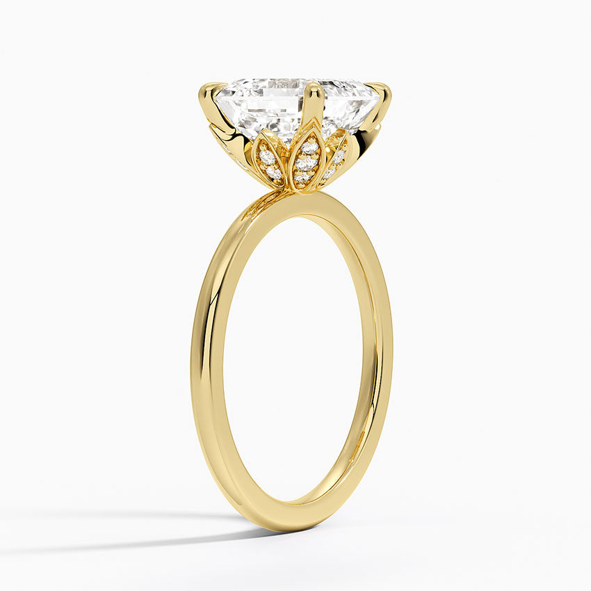 3.15 Karat Asscher Kesim Hidden Halo Tasarım Tektaş Laboratuvar Pırlanta Yüzük - Delora - Bold Diamonds