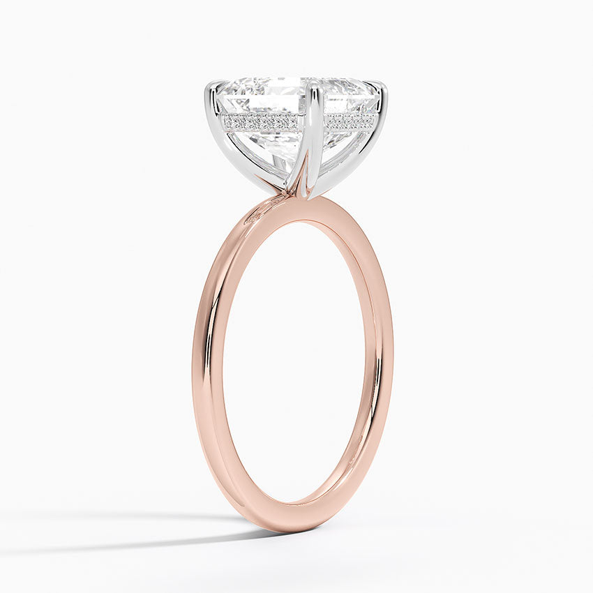 3.10 Karat Asscher Kesim Hidden Halo Tasarım Tektaş Laboratuvar Pırlanta Yüzük 18K - Elora - Bold Diamonds