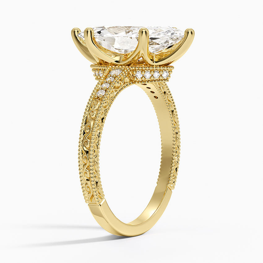 3.15 Karat Marquise Kesim Hidden Halo Tasarım Tektaş Laboratuvar Pırlanta Yüzük - Venice