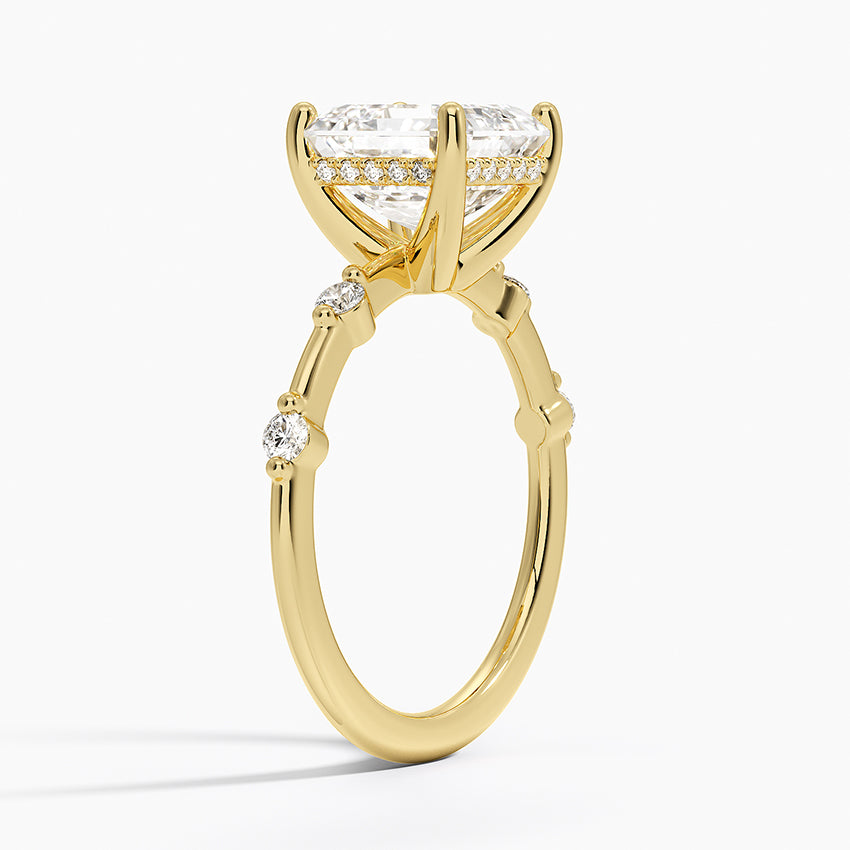 3.20 Karat Asscher Kesim Hidden Halo Tasarım Tektaş Laboratuvar Pırlanta Yüzük - Nice