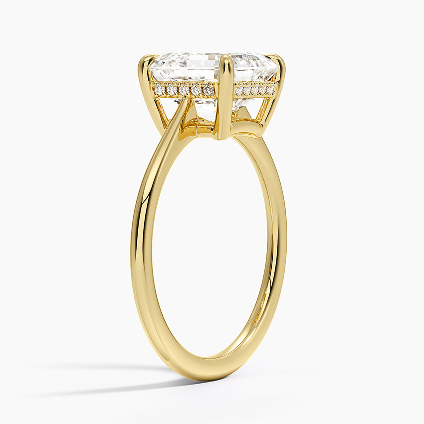 3.10 Karat Asscher Kesim Hidden Halo Tasarım Tektaş Laboratuvar Pırlanta Yüzük - Monaco