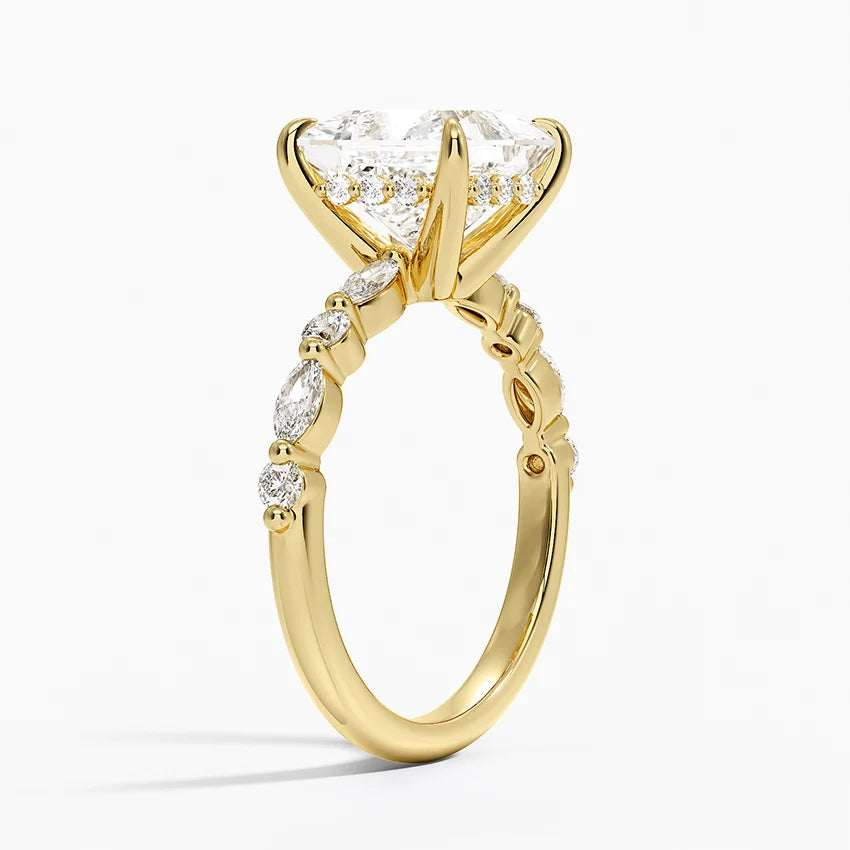 1.60 Carat Princess Halo Design Solitaire Lab Diamond Ring 18K - Florina