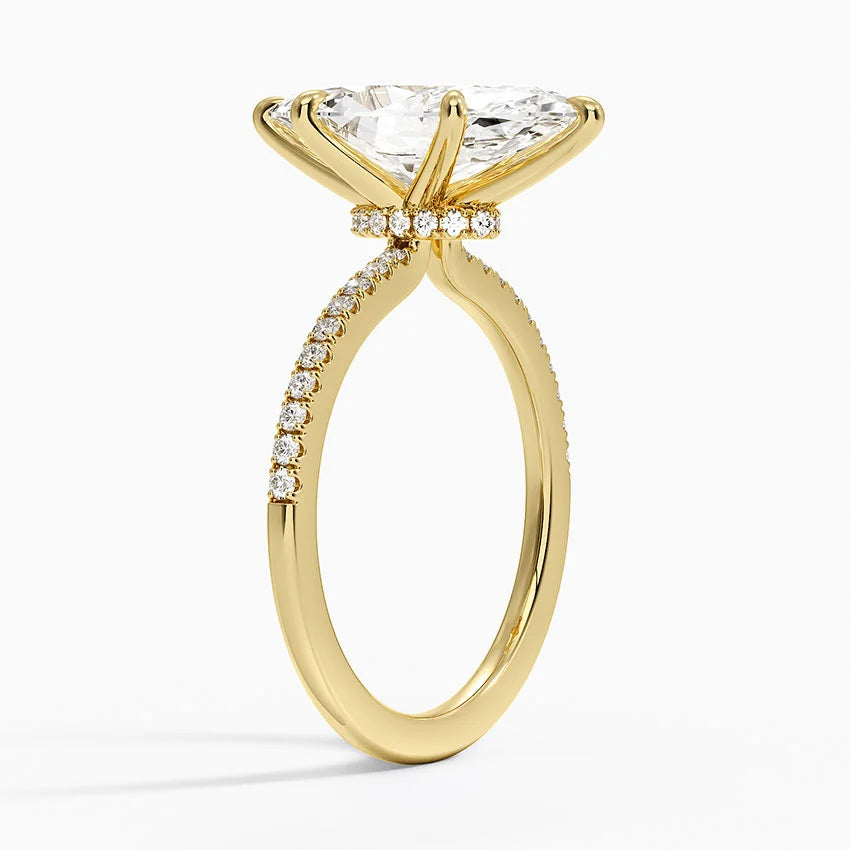 3.25 Karat Marquise Kesim Hidden Halo Tasarım Tektaş Laboratuvar Pırlanta Yüzük - Filora - Bold Diamonds