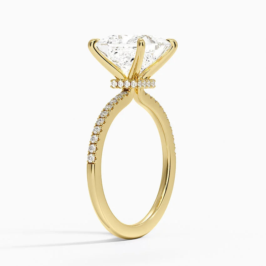 3.25 Karat Prenses Kesim Hidden Halo Tasarım Tektaş Laboratuvar Pırlanta Yüzük - Filora - Bold Diamonds