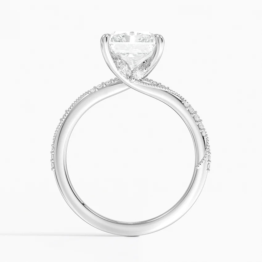 3.25 Karat Radiant Kesim Hidden Halo Tasarım Tektaş Laboratuvar Pırlanta Yüzük 18K - Melora