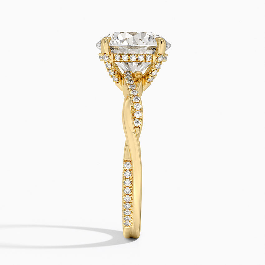 3.25 Karat Hidden Halo Tasarım Tektaş Laboratuvar Pırlanta Yüzük 18K - Talora