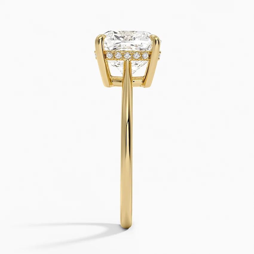 3.10 Cushion Kesim Hidden Halo Tasarım Tektaş Laboratuvar Pırlanta Yüzük - Tilora