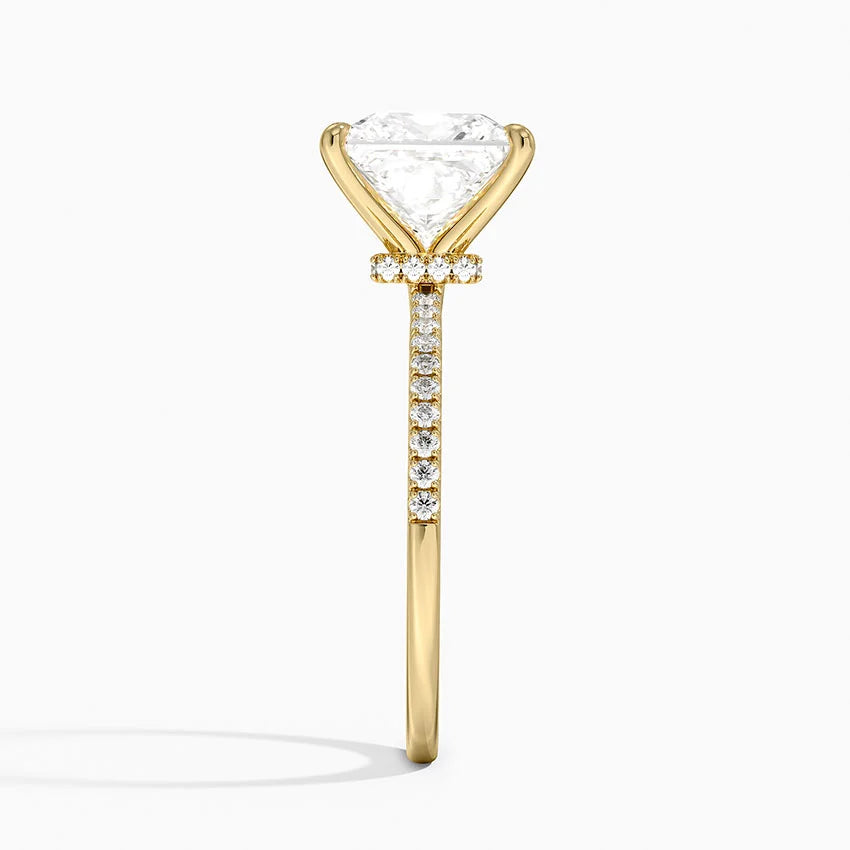 3.25 Karat Prenses Kesim Hidden Halo Tasarım Tektaş Laboratuvar Pırlanta Yüzük - Filora - Bold Diamonds