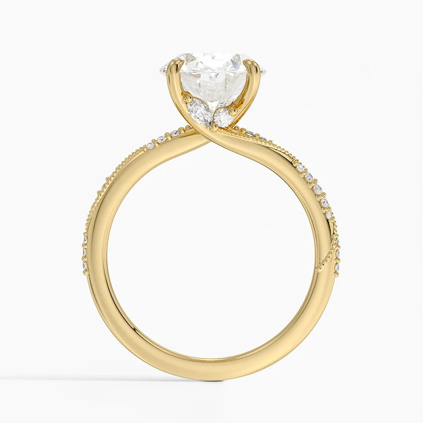 3.25 Karat Oval Kesim Hidden Halo Tasarım Tektaş Laboratuvar Pırlanta Yüzük 18K - Melora