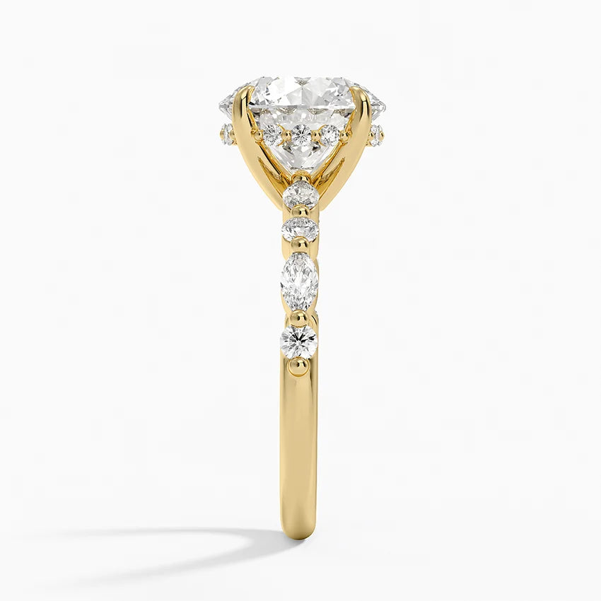 1.60 Carat Princess Halo Design Solitaire Lab Diamond Ring 18K - Florina