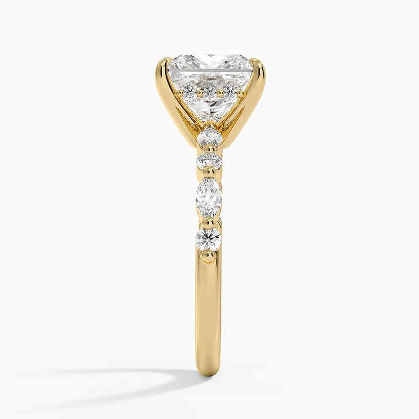 1.60 Carat Princess Halo Design Solitaire Lab Diamond Ring 18K - Florina