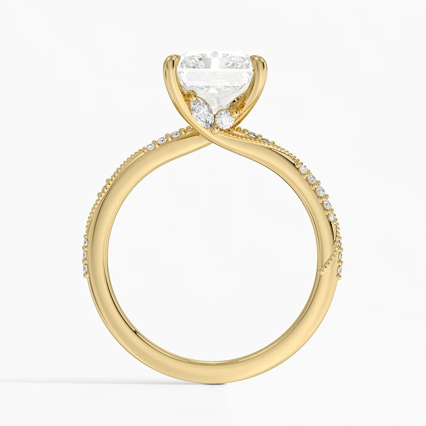 3.25 Karat Radiant Kesim Hidden Halo Tasarım Tektaş Laboratuvar Pırlanta Yüzük 18K - Melora