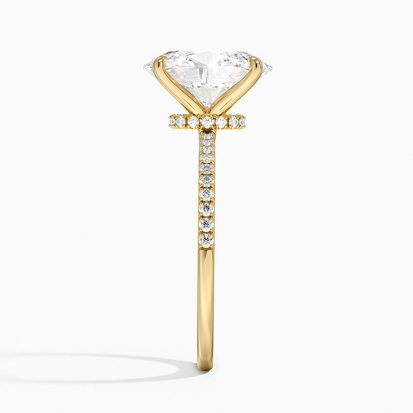 4.25 Karat Oval Kesim Hidden Halo Tasarım Tektaş Laboratuvar Pırlanta Yüzük - Filora - Bold Diamonds