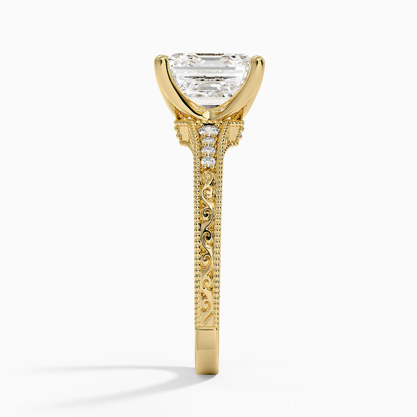 3.15 Asscher Kesim Hidden Halo Tasarım Tektaş Laboratuvar Pırlanta Yüzük 18K - Silora