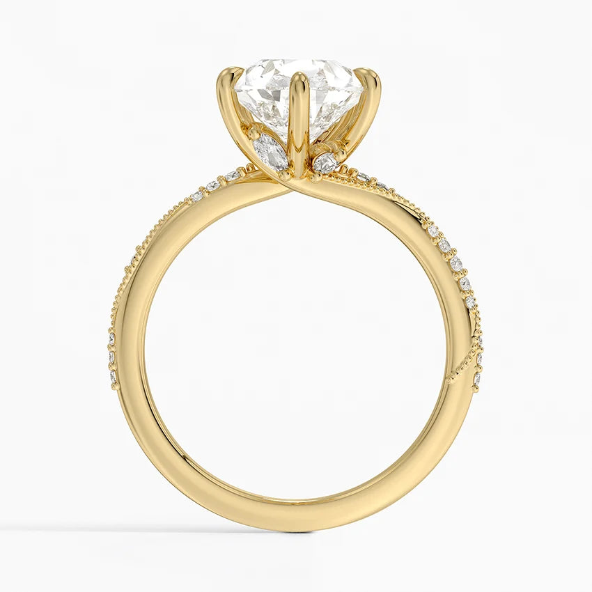3.25 Karat Damla Kesim Hidden Halo Tasarım Tektaş Laboratuvar Pırlanta Yüzük 18K - Melora - Bold Diamonds