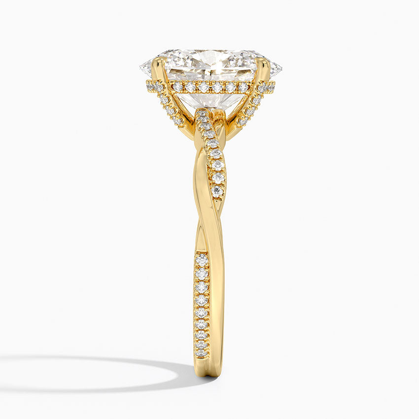 3.25 Karat Oval Kesim Hidden Halo Tasarım Tektaş Laboratuvar Pırlanta Yüzük 18K - Talora