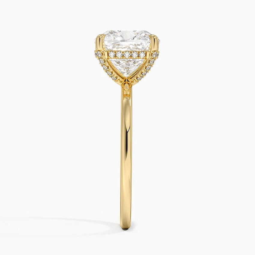 3.15 Karat Cushion Kesim Hidden Halo Tasarım Tektaş Laboratuvar Pırlanta Yüzük - Gilora - Bold Diamonds