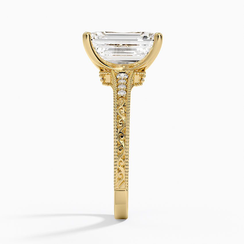 3.15 Emerald Kesim Hidden Halo Tasarım Tektaş Laboratuvar Pırlanta Yüzük - Silora