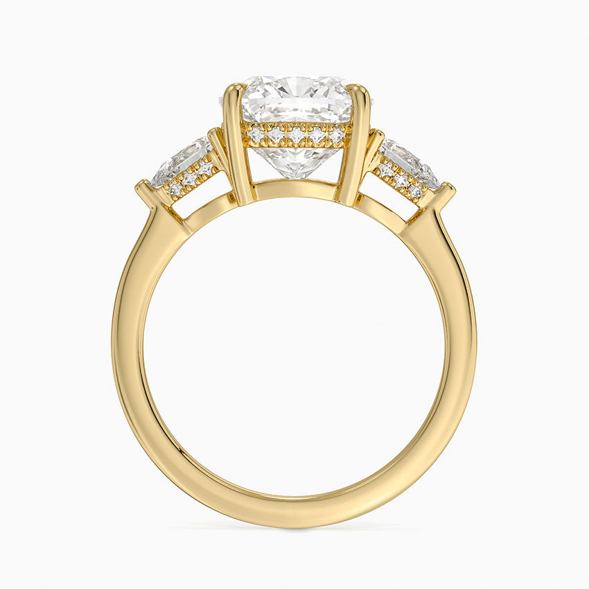 3.50 Cushion Kesim Hidden Halo Tasarım Tektaş Laboratuvar Pırlanta Yüzük - Nilora