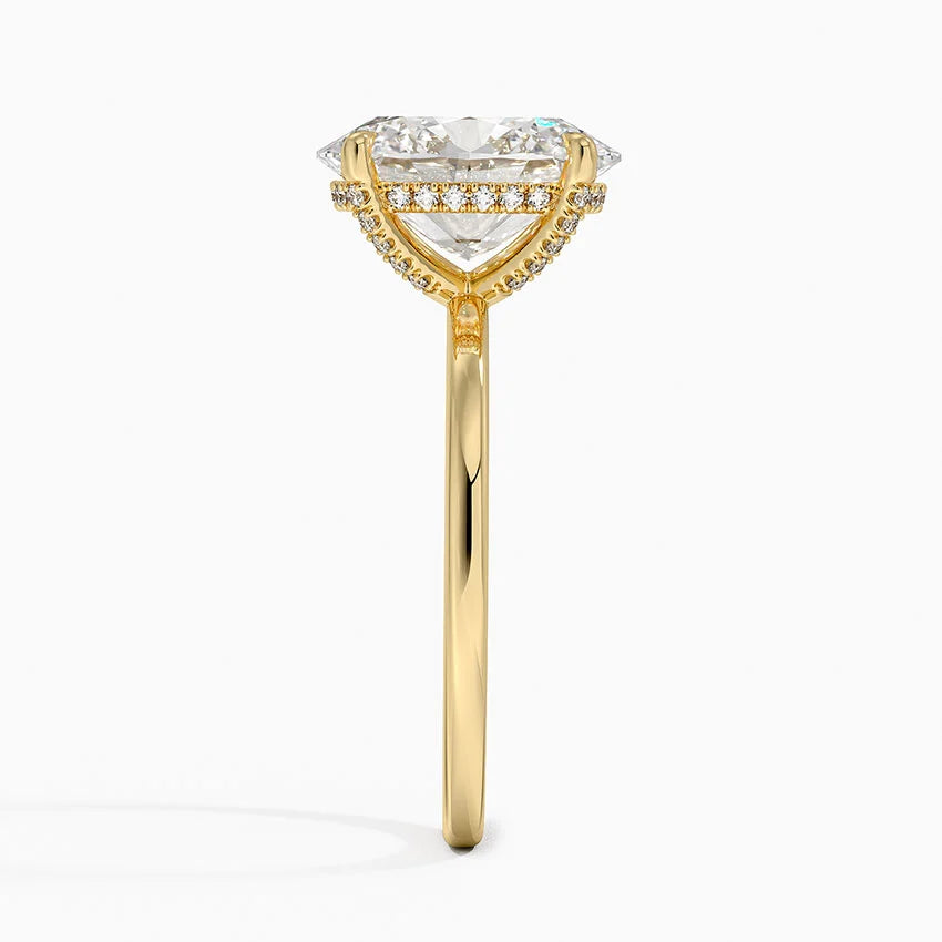 3.15 Karat Oval Kesim Hidden Halo Tasarım Tektaş Laboratuvar Pırlanta Yüzük - Gilora - Bold Diamonds