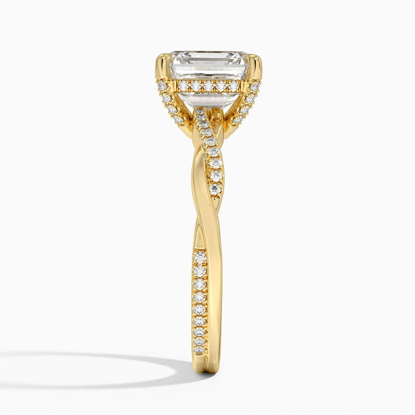 3.25 Karat Asscher Kesim Hidden Halo Tasarım Tektaş Laboratuvar Pırlanta Yüzük - Riga