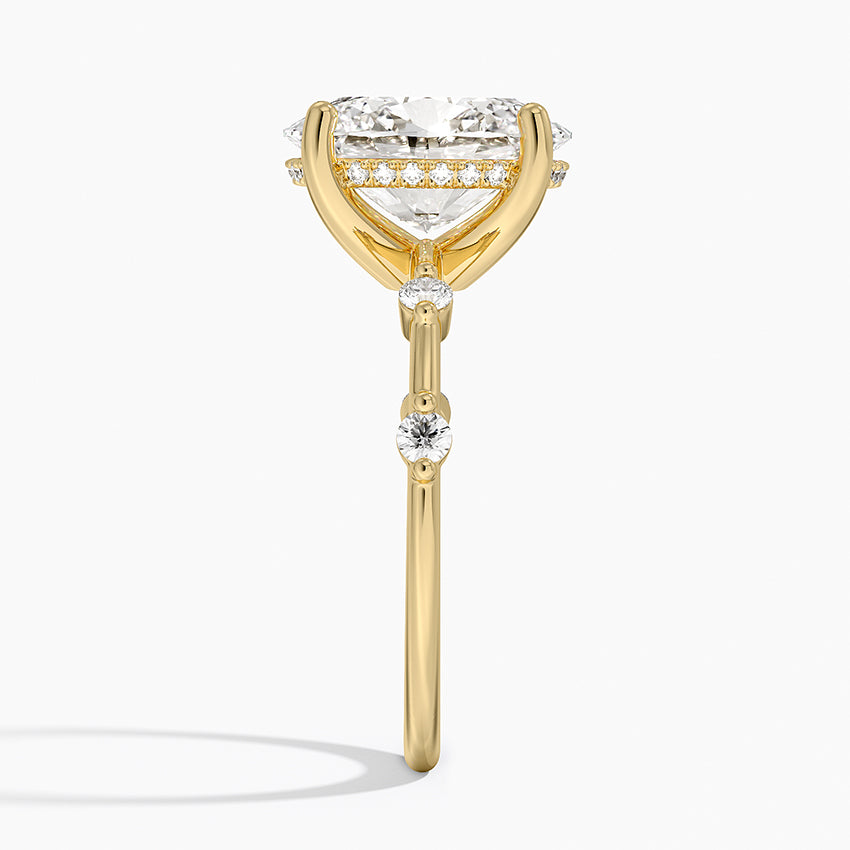3.20 Karat Oval Kesim Hidden Halo Tasarım Tektaş Laboratuvar Pırlanta Yüzük - Nice