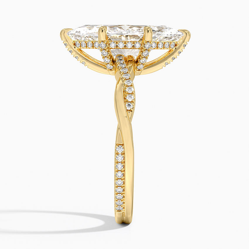 3.25 Karat Marquise Kesim Hidden Halo Tasarım Tektaş Laboratuvar Pırlanta Yüzük - Riga
