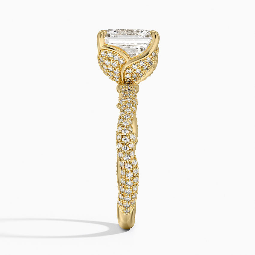 3.75 Karat Asscher Kesim Hidden Halo Tasarım Tektaş Laboratuvar Pırlanta Yüzük - Sorrento