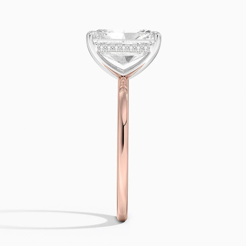3.10 Karat Radiant Kesim Hidden Halo Tasarım Tektaş Laboratuvar Pırlanta Yüzük 18K - Elora - Bold Diamonds