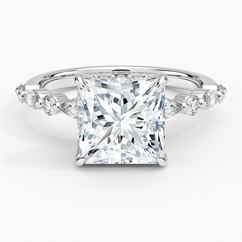 1.60 Carat Princess Halo Design Solitaire Lab Diamond Ring 18K - Florina