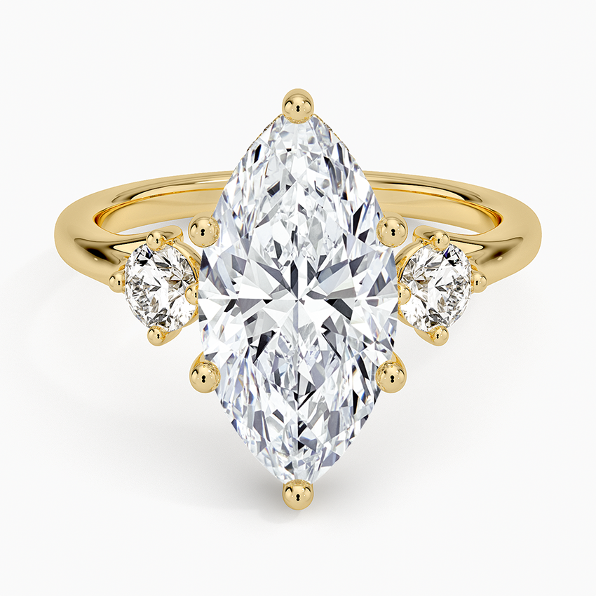 3.50 Karat Marquise Kesim Hidden Halo Tasarım Tektaş Laboratuvar Pırlanta Yüzük - Madrid
