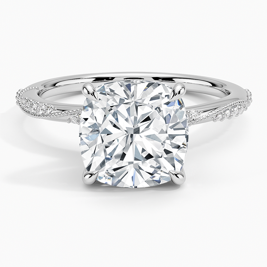 3.25 Karat Cushion Kesim Hidden Halo Tasarım Tektaş Laboratuvar Pırlanta Yüzük 18K - Melora - Bold Diamonds