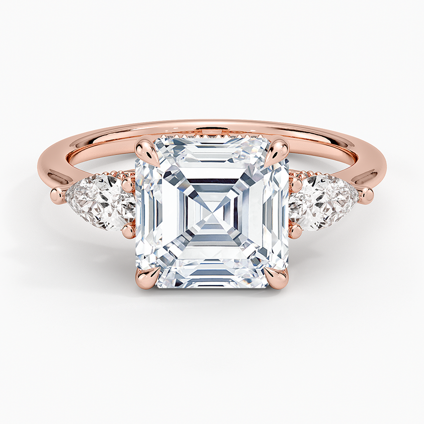 3.50 Asscher Kesim Hidden Halo Tasarım Tektaş Laboratuvar Pırlanta Yüzük - Nilora