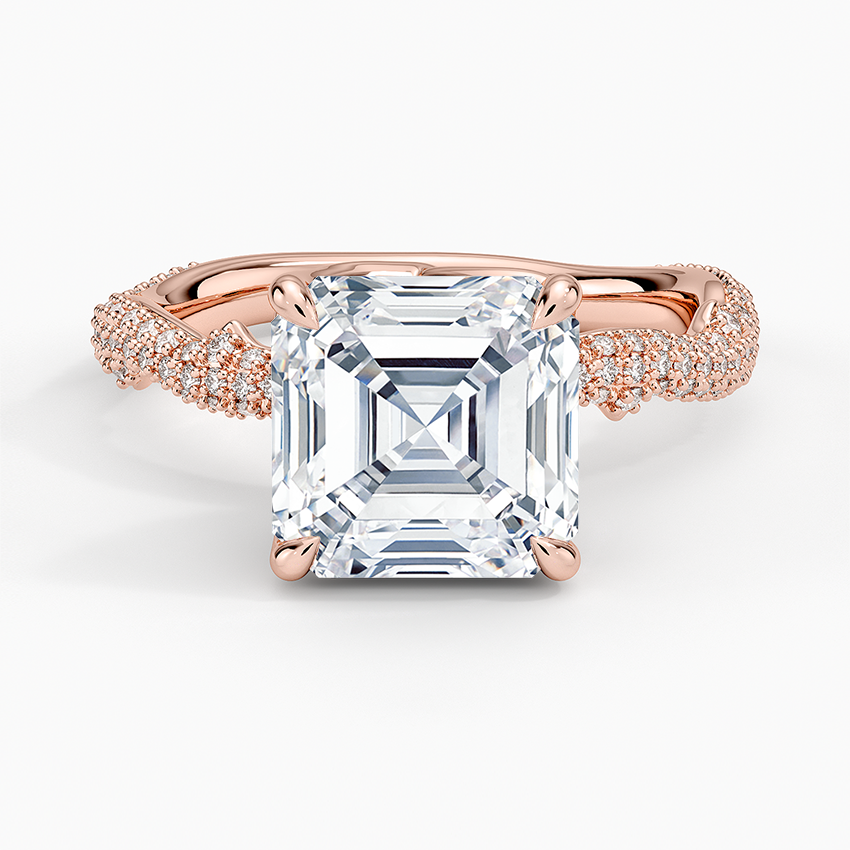3.75 Karat Asscher Kesim Hidden Halo Tasarım Tektaş Laboratuvar Pırlanta Yüzük - Sorrento