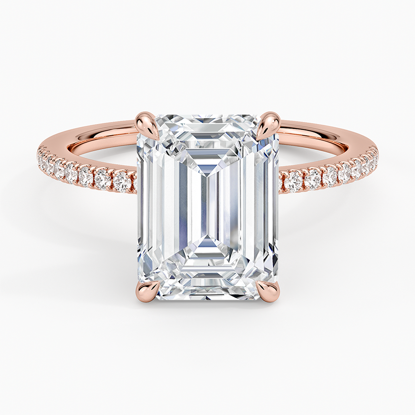 3.25 Karat Emerald Kesim Hidden Halo Tasarım Tektaş Laboratuvar Pırlanta Yüzük - Filora - Bold Diamonds