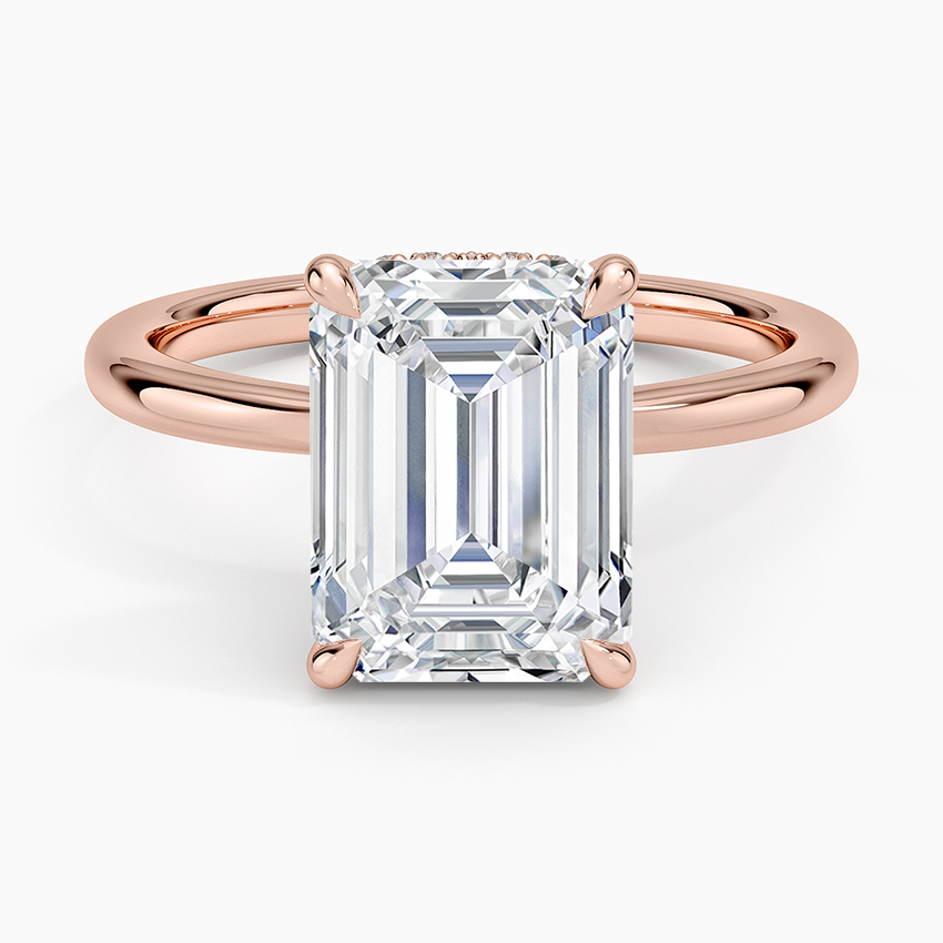 3.15 Emerald Kesim Hidden Halo Tasarım Tektaş Laboratuvar Pırlanta Yüzük - Vilora