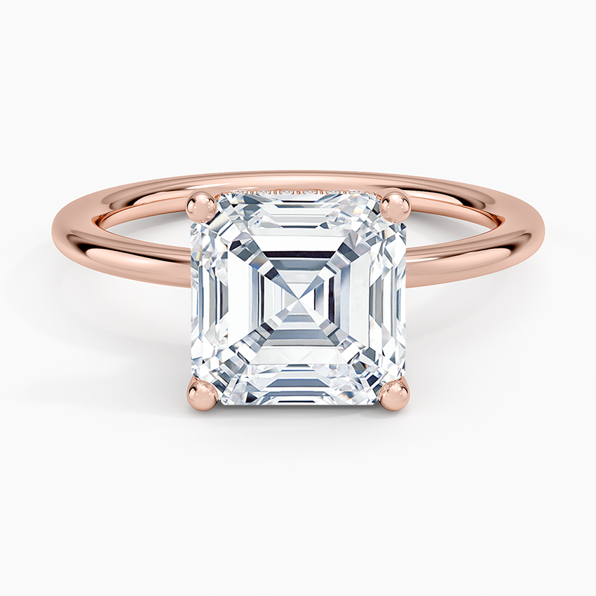 3.10 Karat Asscher Kesim Hidden Halo Tasarım Tektaş Laboratuvar Pırlanta Yüzük - Lucerne