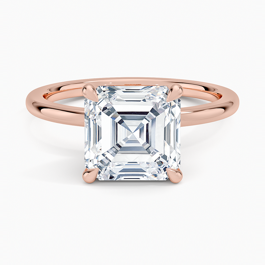 3.15 Asscher Kesim Hidden Halo Tasarım Tektaş Laboratuvar Pırlanta Yüzük 18K - Delora