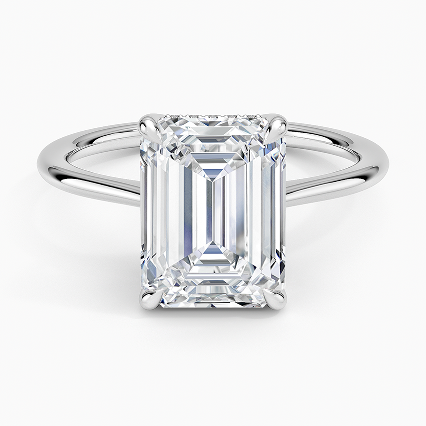 3.10 Karat Emerald Kesim Hidden Halo Tasarım Tektaş Laboratuvar Pırlanta Yüzük - Monaco