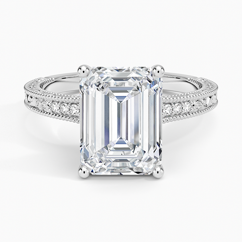 3.15 Emerald Kesim Hidden Halo Tasarım Tektaş Laboratuvar Pırlanta Yüzük - Silora