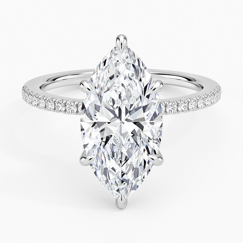 3.25 Karat Marquise Kesim Hidden Halo Tasarım Tektaş Laboratuvar Pırlanta Yüzük - Filora - Bold Diamonds